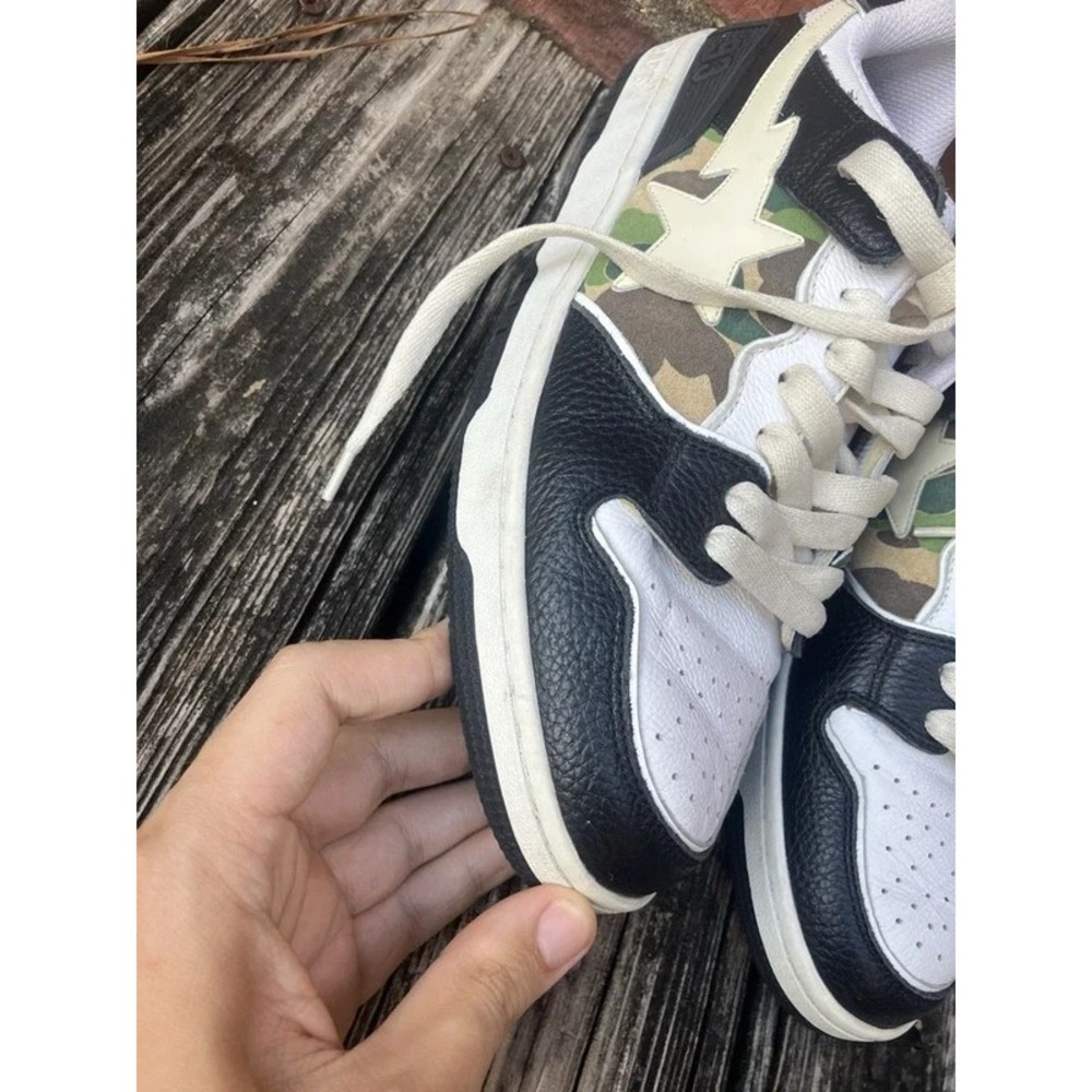 A Bathing Ape Sk8 Sta Low Top Sneakers 1I70-191-006 Mens Size 9 Camo ARMY Black - Picture 3 of 16